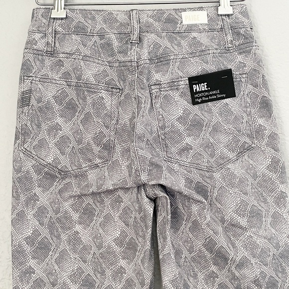 Nwt PAIGE Hoxton Slim Snakeskin Jeans Periscope Viper 26 - Picture 11 of 14